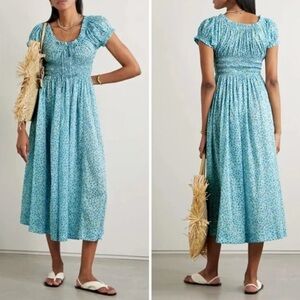 Doen Ashlynn Floral Midi Dress Bleu Faisy Fields Blue